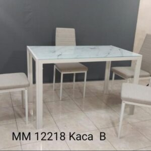 Dinning Set/Meja makan Kaca (Putih)